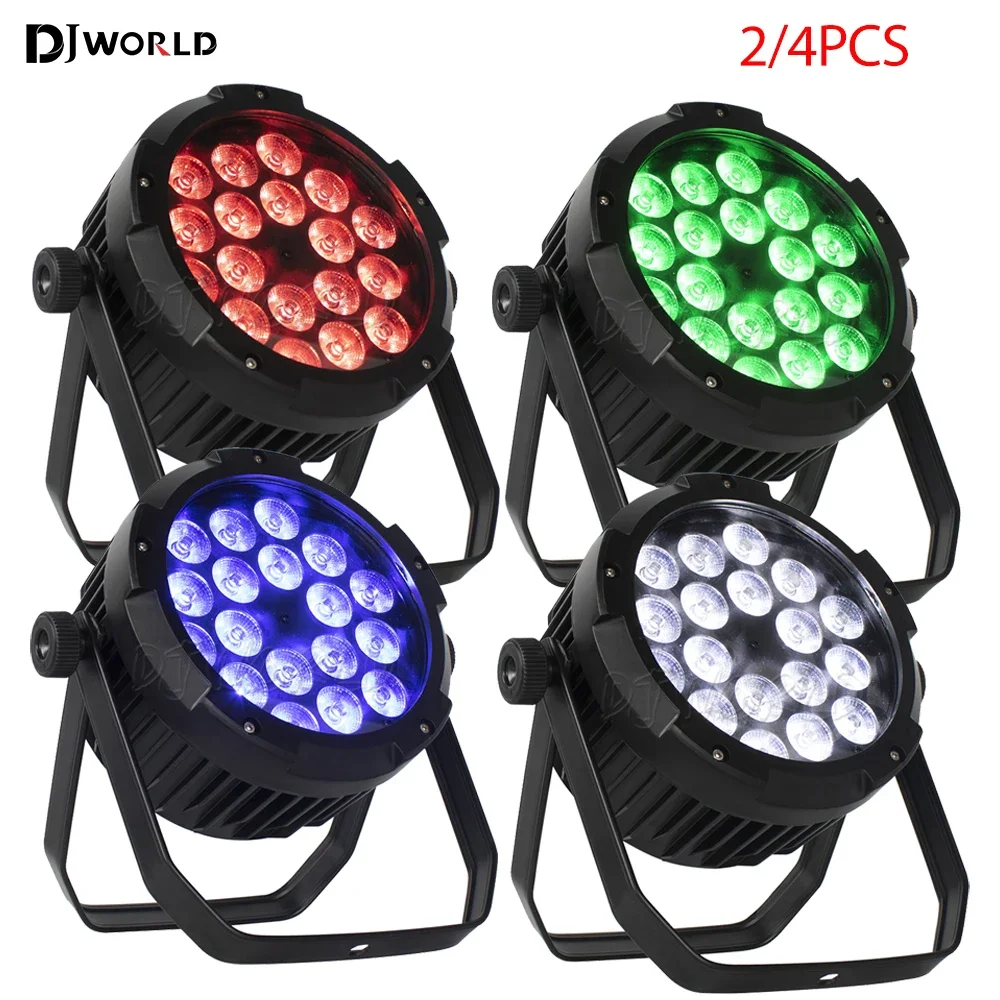 

2/4pcs 18x18W Waterproof LED RGBWA UV 6in1 Flat Par Light DMX 512 Stage Light DJ Professional Lighting Equipment Outdoor