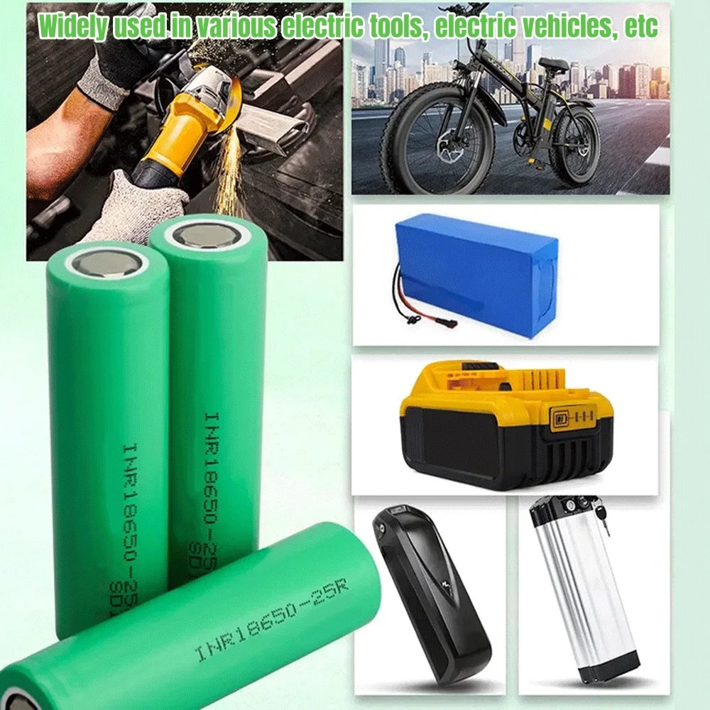 🔥 3.7V 2500mah 18650 Battery For Samsung 25R INR 18650 20A Li-ion Battery Replacement External Battery+Charger view 5