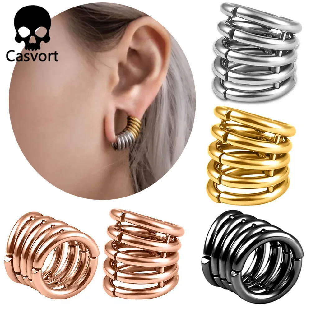 Casvort Hot 00g Stacker Rings Lobe mankiet tunele do uszu korki tunele do uszu nosze klip kolczyka na chrząstce ślub biżuteria do ciała