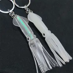 Unique Keychain Fisher Artificial Squid Fishing Lure Luminous Keyring Pendant Women Jewelry Accessories Friend Gift