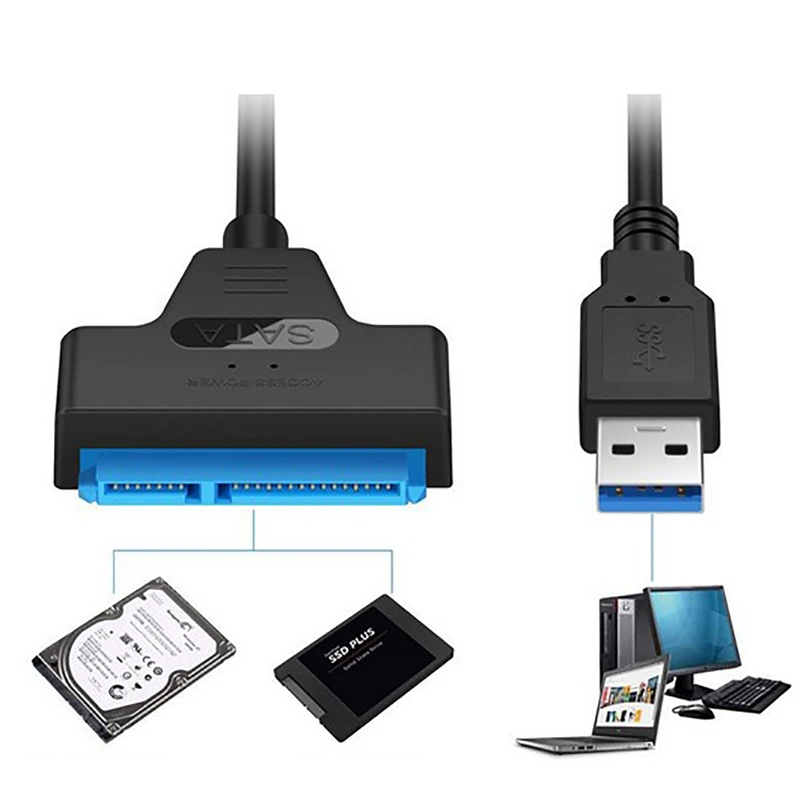 USB Sata 3 para USB 3.0 cabo adaptador, cabos de computador conectores, suporte 2,5 polegadas, SSD, HDD, disco rígido