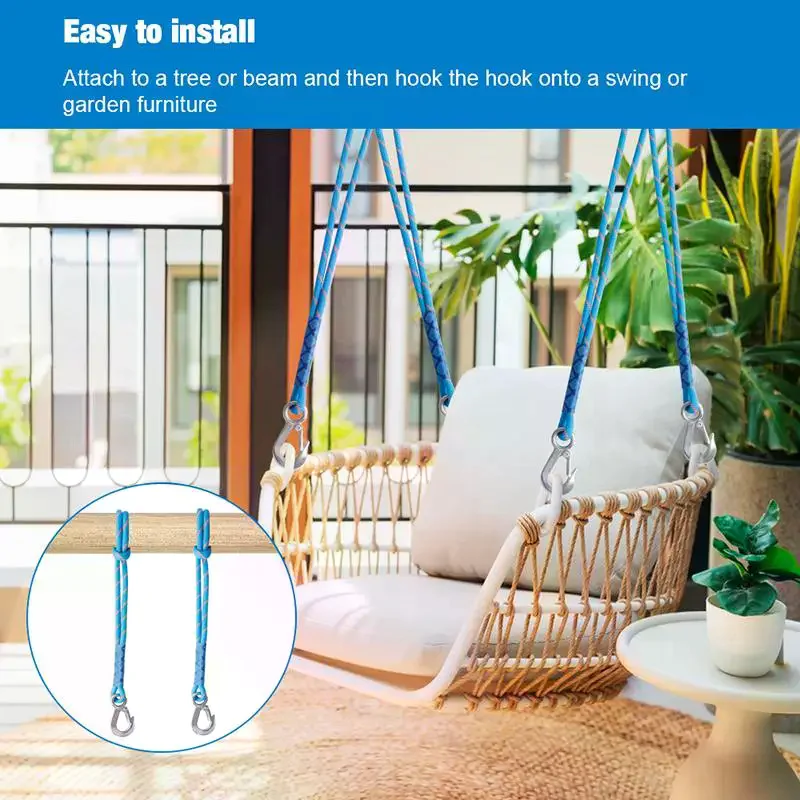 1 piece of nylon sling with metal hook heavy-duty suitable for outdoor hammocks, tree swings, and patio chairs