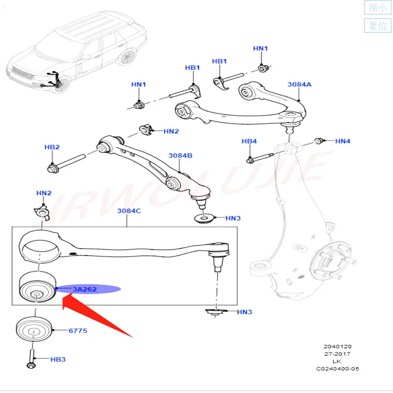 Front control arm bushing LR084108 LR100072 / LR148836 for Land Rover Executive Sport Discovery 5 2013-2022