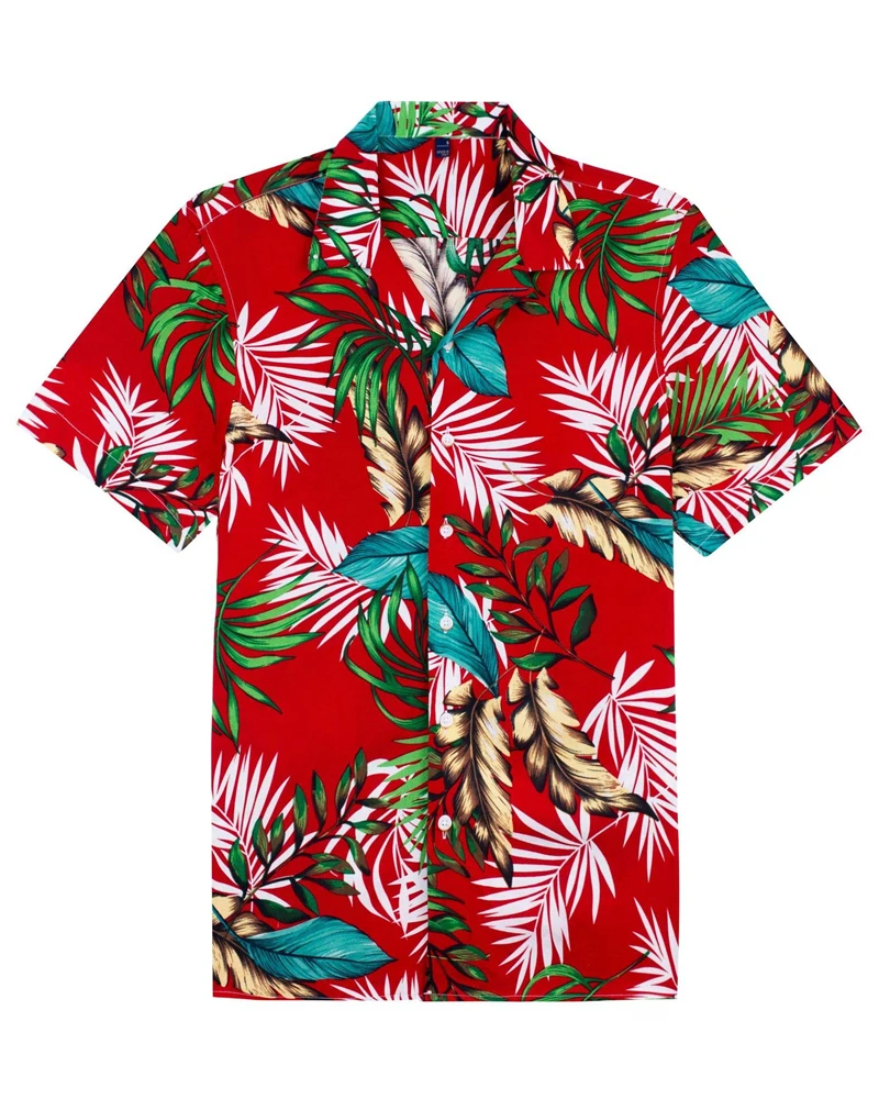 Summer Fashion Mens Hawaiian Shirts Short Sleeve Button Coconut Tree Printed Casual Beach Aloha Shirt Plus Size 6XL Hombre Ropa