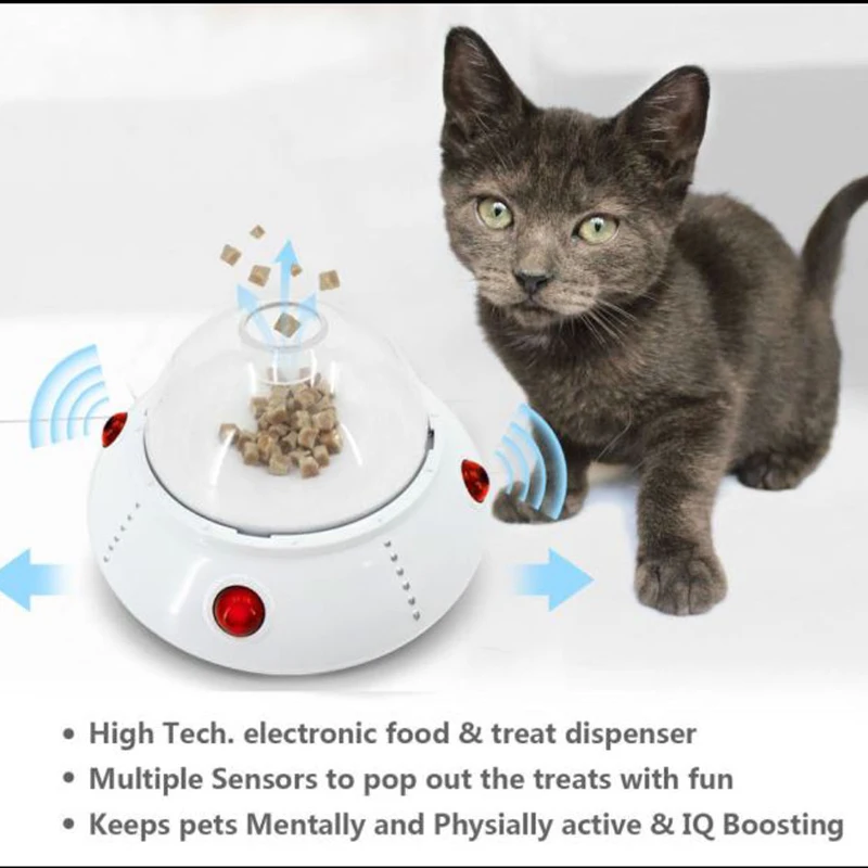 Smart Toy Cat Feeder Automatic Dog Feeder Dog Electric Dry Food Dispenser Cat Toys Launcher Automatic Throwing Cats Dogs Snacks