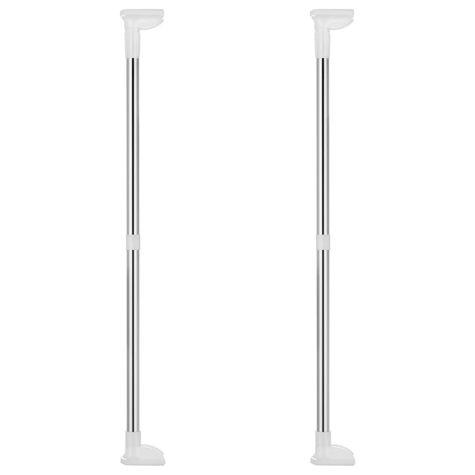 

2Pcs Stainless Steel Closet Rod Adjustable Heavy Duty Hanging Rods for Clothes No Drilling Wardrobe Laundry Room Storage