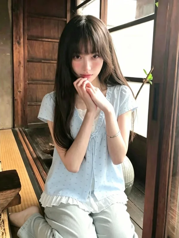 

Large Size round Neck T-Shirt Women Summer Lace Splice Short Sleeve Polka Dot Top Korean Style Breathable Loose Fit