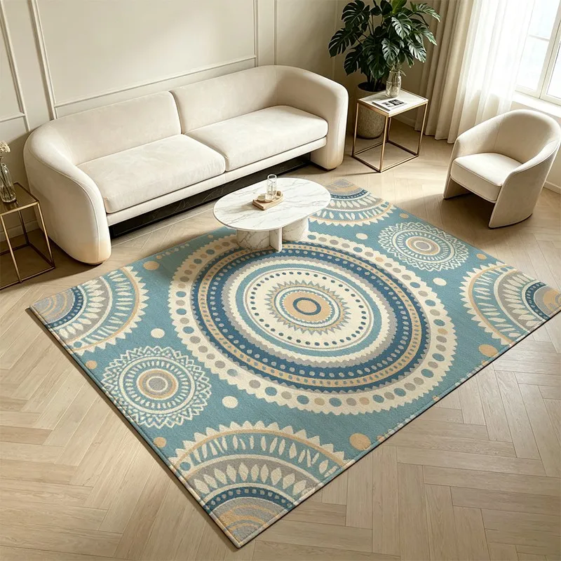 1 Piece of Woven Boho Mandala Circular Pattern Rug, Soft & Comfortable, Lightweight Easy To Maintain, Suitable For Winter & Autumn, All Seasons Use, Ideal For Living Room, Bedroom, Entryway, Dining Area Home Decor