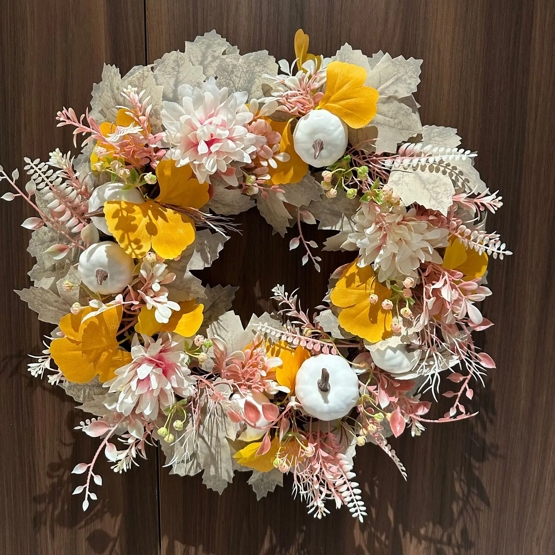 

New Halloween Autumn Color Wreath 50CM Berry Pumpkin Wreath Home Decoration Door Hanging