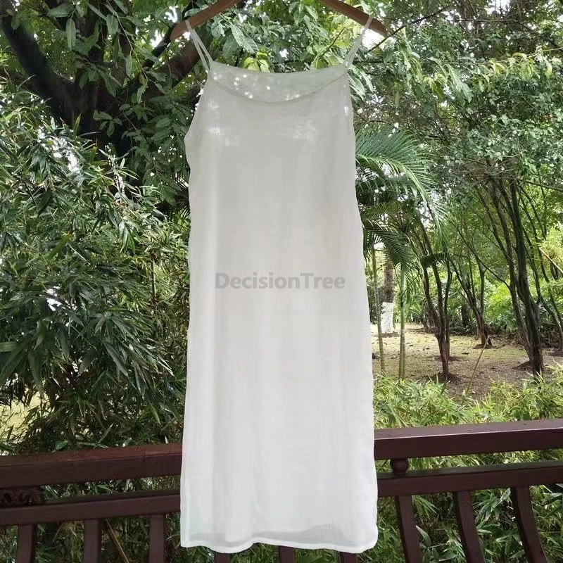 2025 100% pure cotton suspended vest dress loose leisure daily versatile interlining dress chinese women's thin underdress