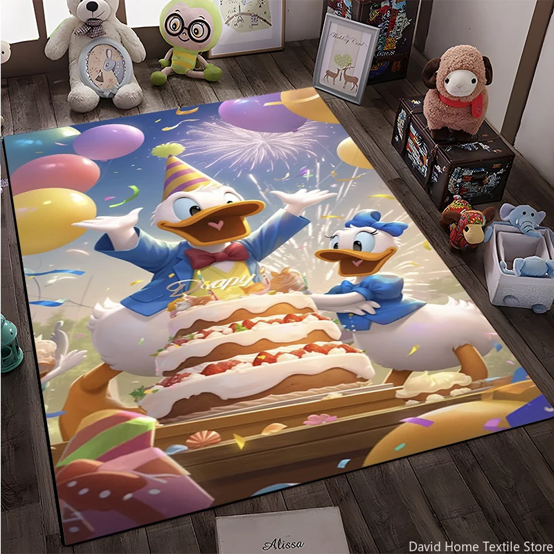 

Donald Duck 3D lively Cartoon Rug for Living Room Bedroom Picnic Camp Kitchen Mat Crawling Carpet Decoration Kid's birthday gift