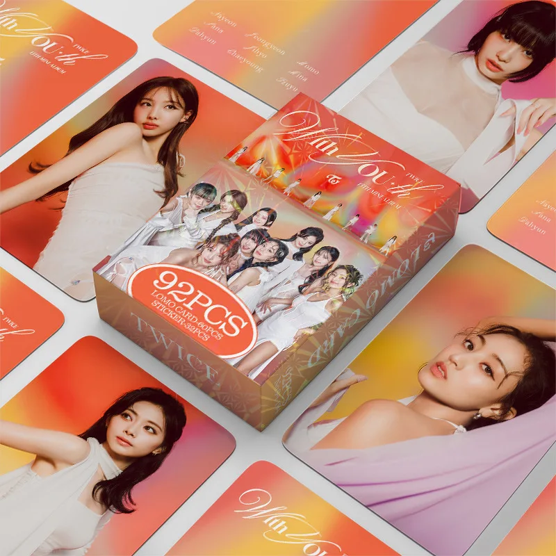 92pcs Kpop TWICE Lomo Cards and Stickers TWICE 13th mini Album With YOU-th NAYEON Single Photocards