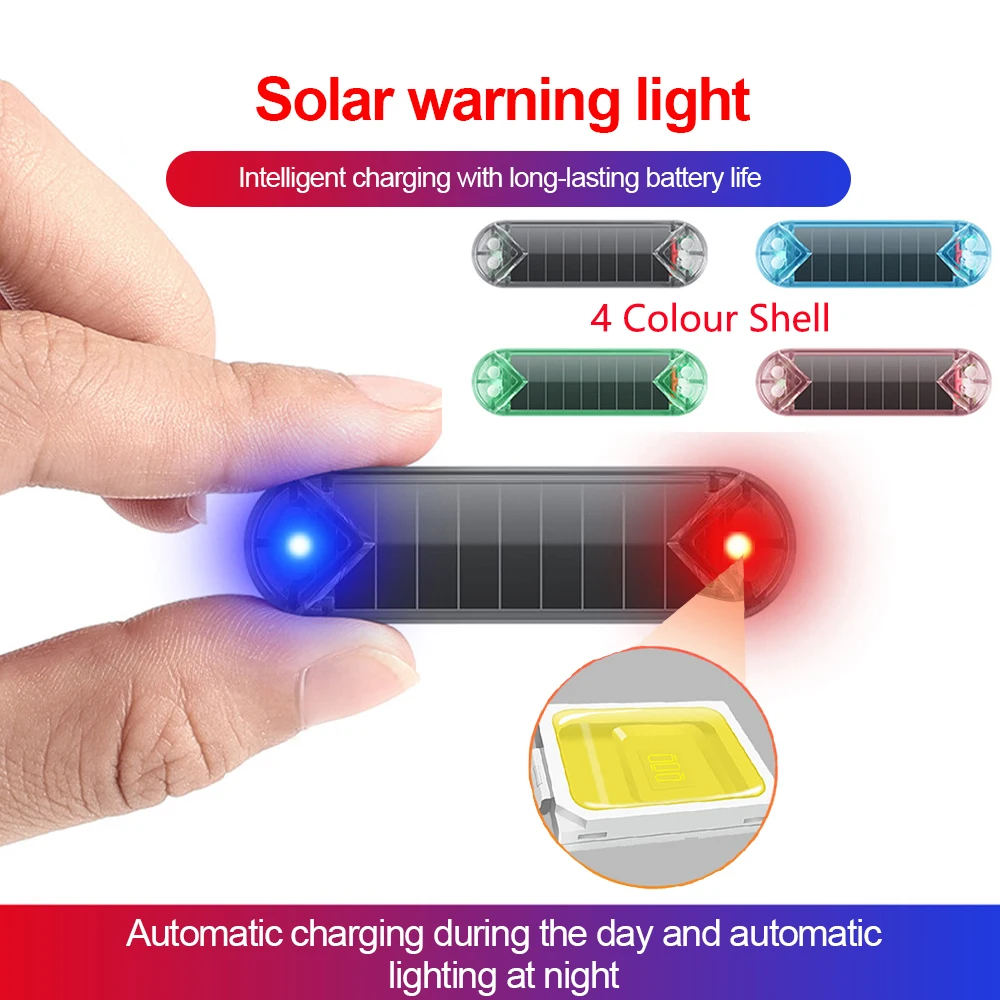 Car Solar LED Warning Light Night Ride for Motorcycle Electric Vehicle Bicycle Tail Light Anti-rear Strobe Warning Light tools