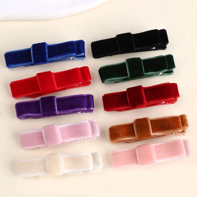 20Pcs/Set Velvet Bowknot Baby Girl Hairpins Handmade Bows Baby Hair Clips Kids Barrettes Princess Headwear Kids Gift