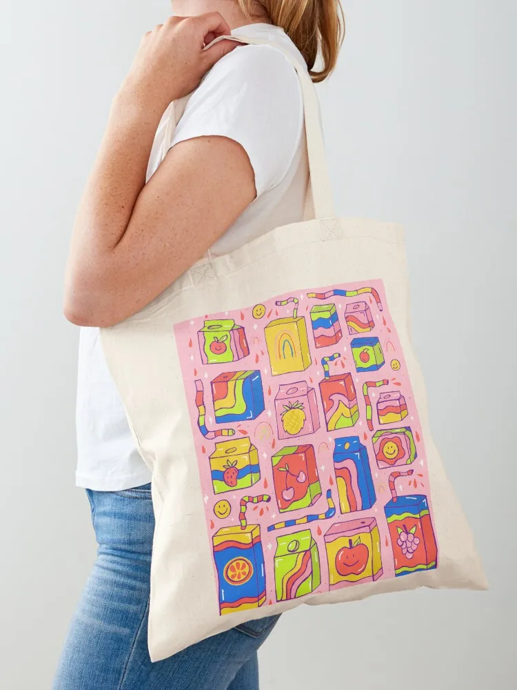 

Juice Box Print Tote Bag tote bags aesthetic Shopper handbag Shopper Canvas bag for women