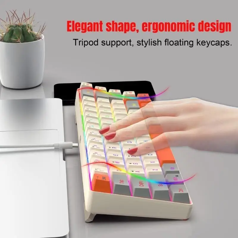 R53C Multiple Systems Wire Keyboard 68Keys with ARGB Lighting, Ergonomic Build Keyboard and Long Last Switches Life