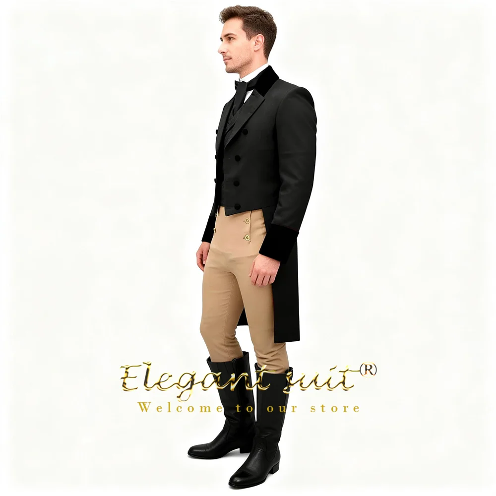 

Men's Classic 3-Piece Formal Tailcoat Set – Double Breasted Blazer, Tailored Vest & Dress Pants for Weddings & Banquets