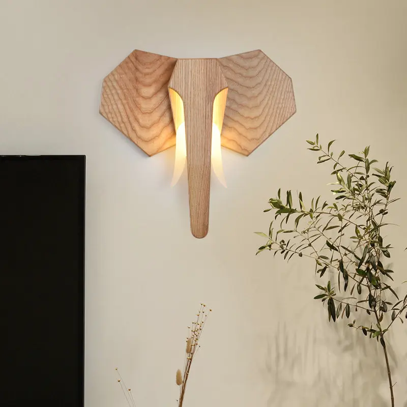 

wall lamp bedroom bedside solid wood wall lamp simple modern creative living room led staircase aisle lamp