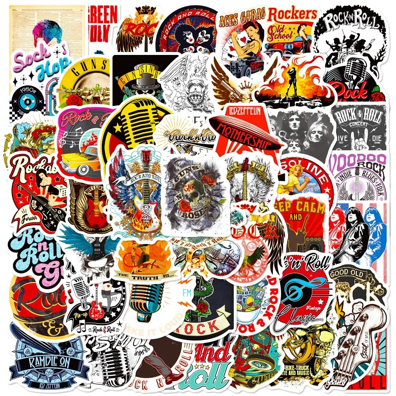 10/25/50pcs Retro Graffiti Rock Music Stickers for Guitar Band Hiphop Suitcase Laptop Skateboard Motorcycle Scrapbooking Car
