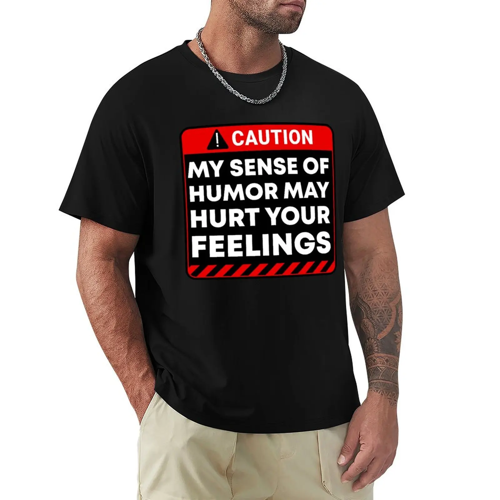 

Funny Sarcastic Adult Dark Humor Warning Feelings Quote T-Shirt funny gifts plain t shirts for men