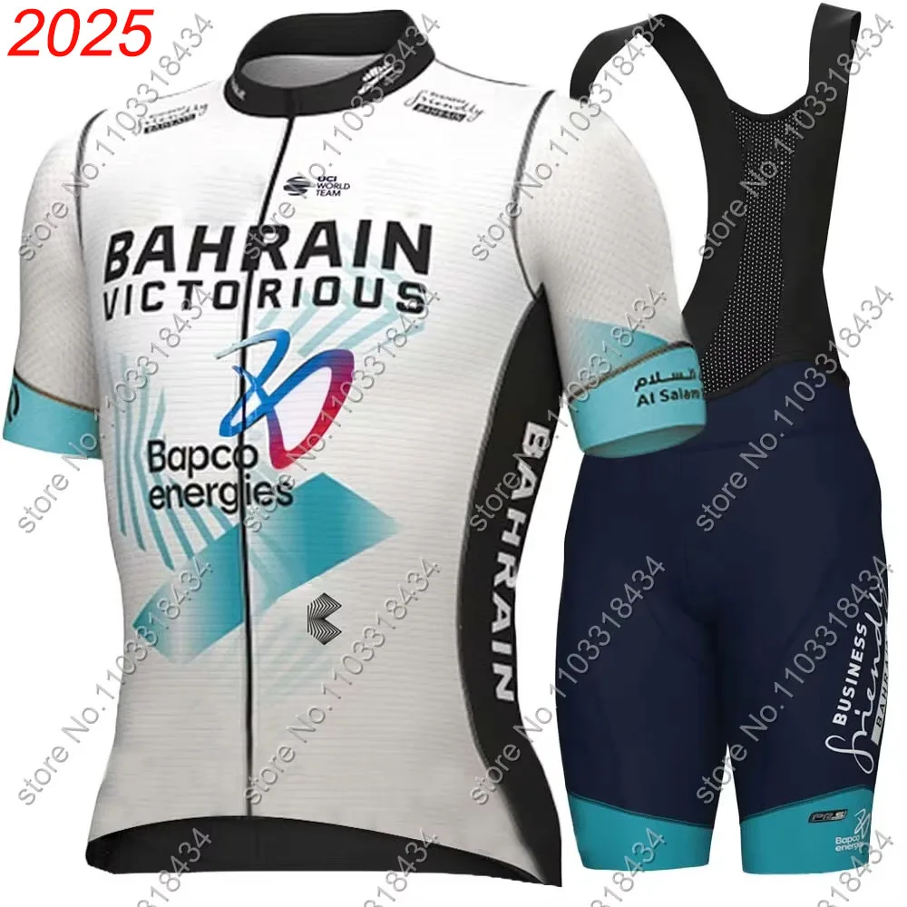 Bahrain Victorious 2025 Team Cycling Jersey Set Short Sleeve Clothing Road Bike Shirts Suit Bicycle Bib Shorts MTB Maillot