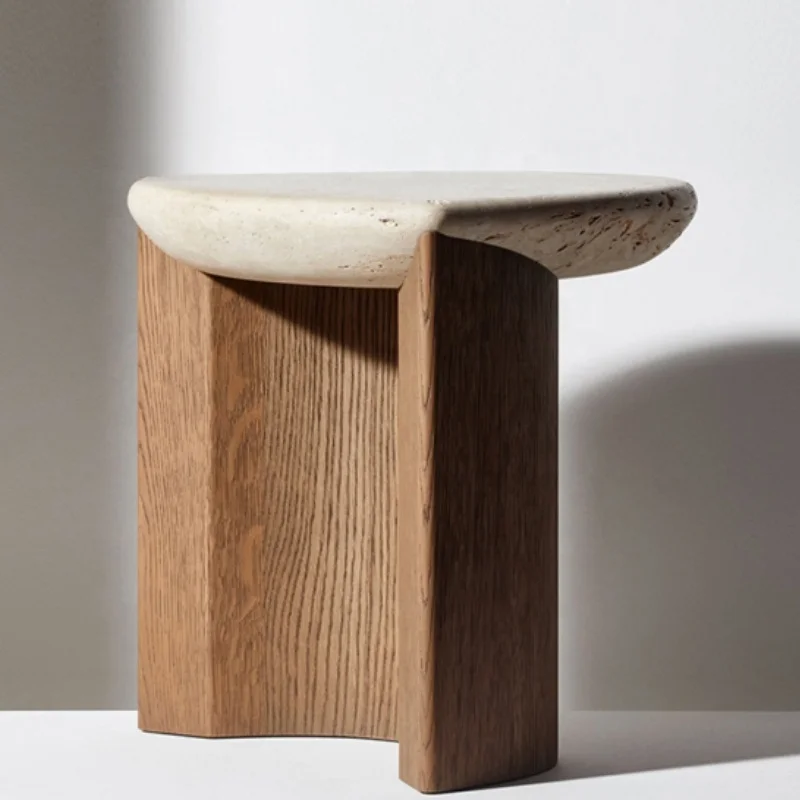 Solid wood living room side   irregular natural stone limestone coffee   furniture