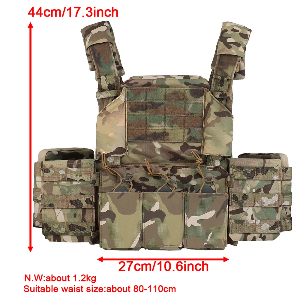 Imagem -02 - Tactical Thorax Hsp Peito Rigs Bolsa Dianteira e Traseira Airsoft Molle Colete de Caça Multi-missão Plate Carrier com 5.56 Placas de Revistas