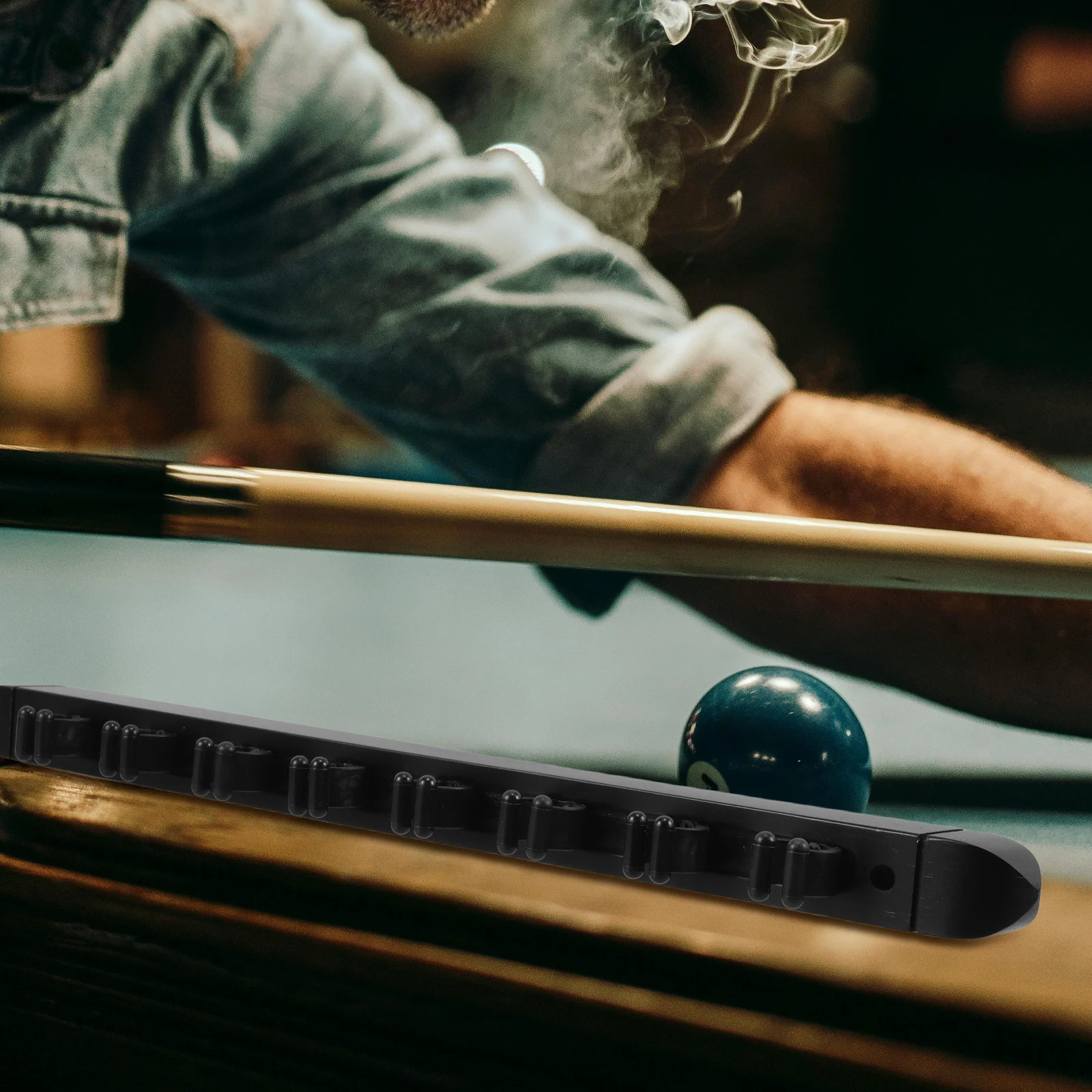 

Wood Pool Cue Rack Roman Style Wall Mount Billiards Cue Holder Complete Set Includes Cues Balls Triangle Accessory Saver