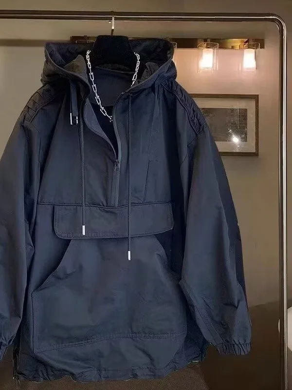 

Trendy f Jaet с капюшоном на молнии, мужская весенне-осенняя свободная тонкая верхняя одежда из полиэстера, молодежное волокно (20) Long Sve