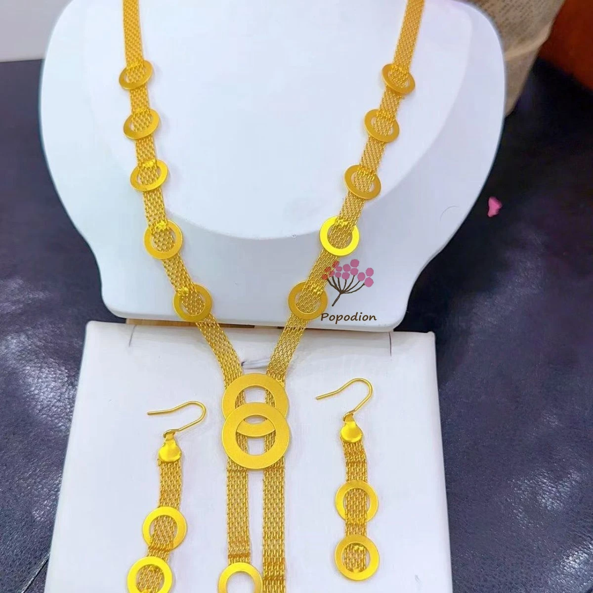 

2024 Dubai New 24K Gold Plated Necklace Earrings for Women's Wedding Party Jewelry Set DD10384