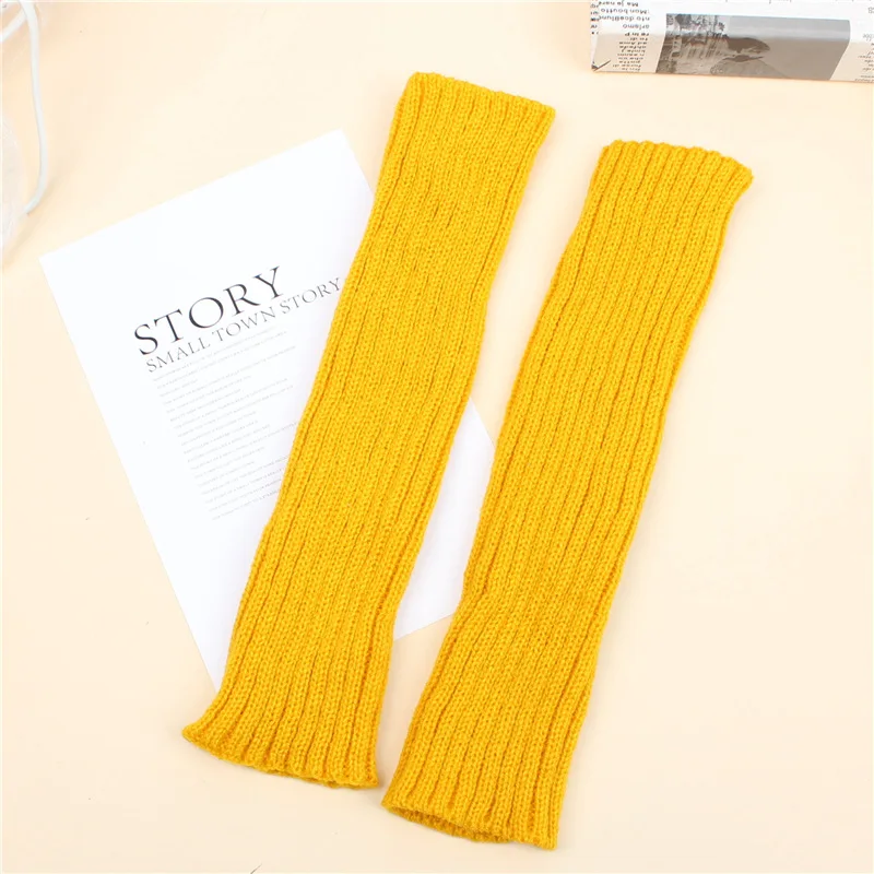 30 سنتيمتر أصابع قفازات النساء الخريف الشتاء الدافئة الذراع كم محبوك الذراع أدفأ غرامة القفاز ملابس ناعمة غير رسمية قفازات طويلة