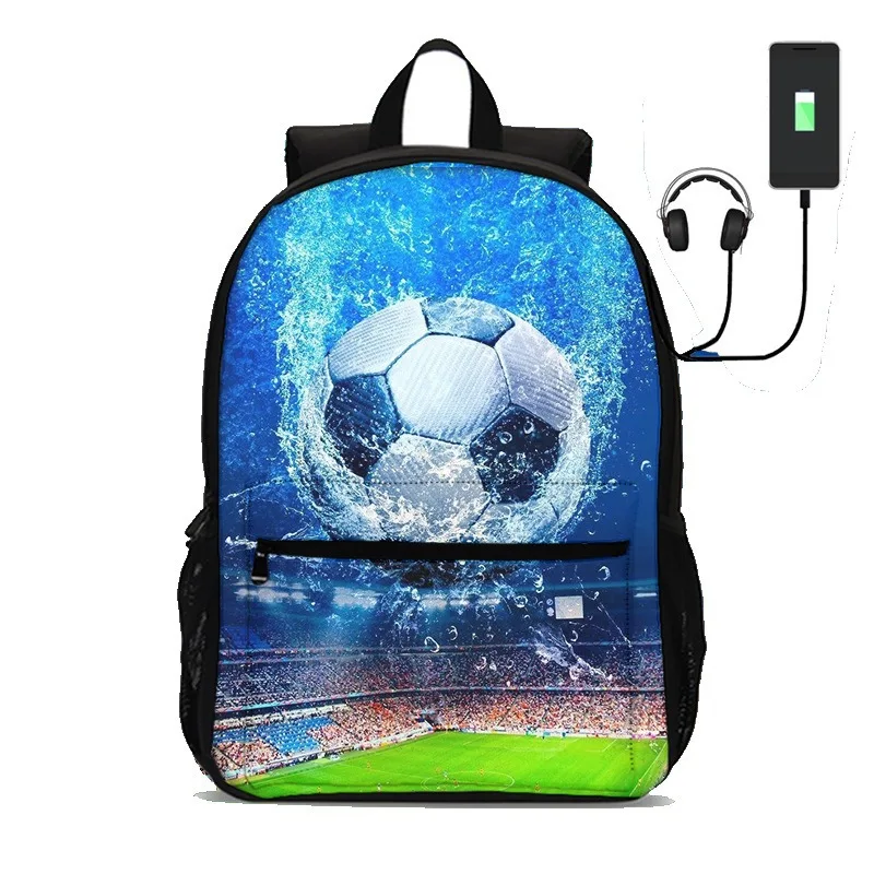Soccer Print Large-capacity Backpack  Fashion Student Knapsack Best Gift School Large Capacity Backpack Multi-function Practical