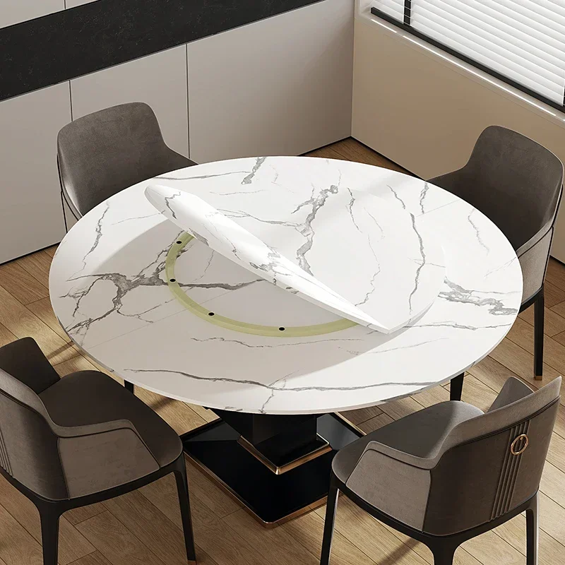 Round table electric dining table, turntable, dining table, customized rotating and foldable openings