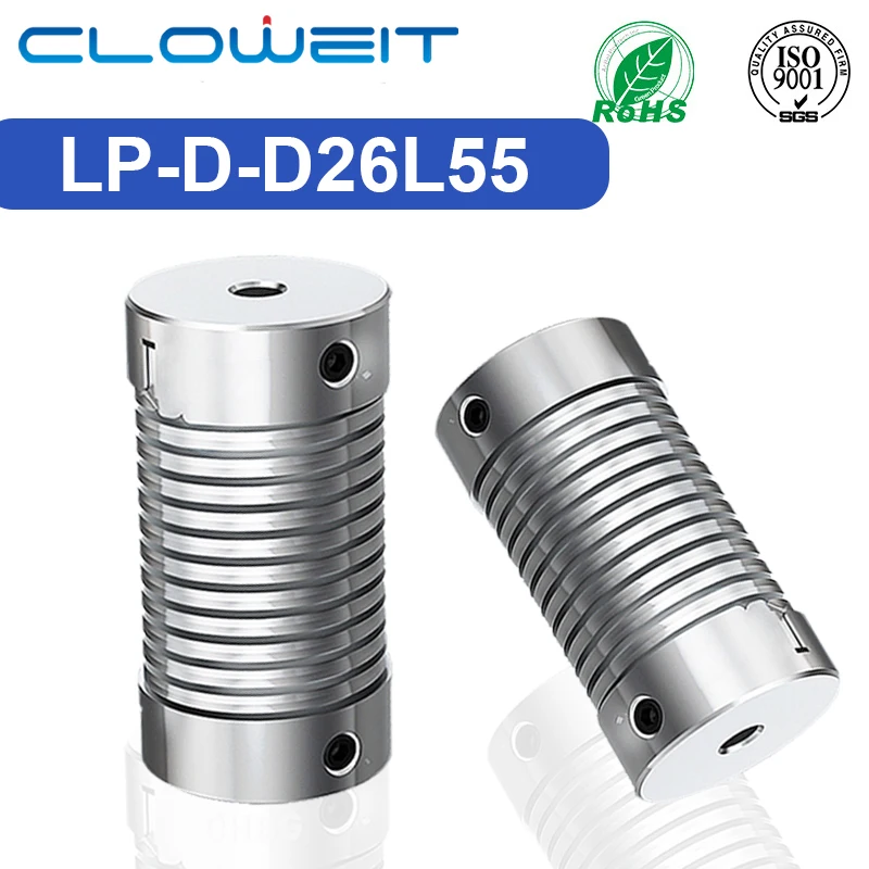 Cloweit Spring Couplers D26L55 Zinc Alloy Flexible Motor Shaft Rotary Encoder Coupling 6mm 8mm 10mm LP