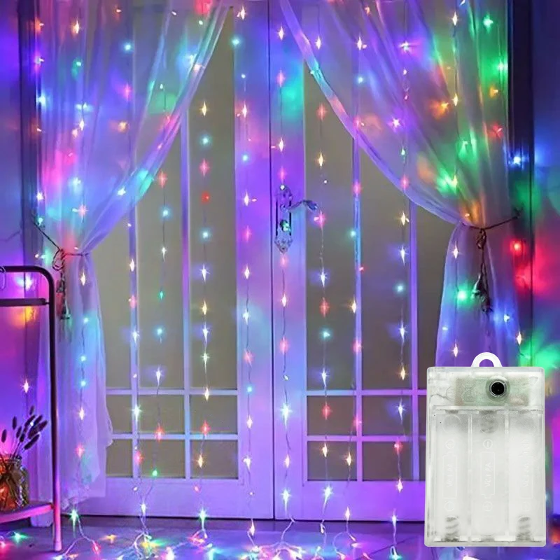 

LED Curtain Light String Wedding Birthday Battery Powered Ramadan Decoration for Home Eid Mubarak Valentine's Day Party Decor