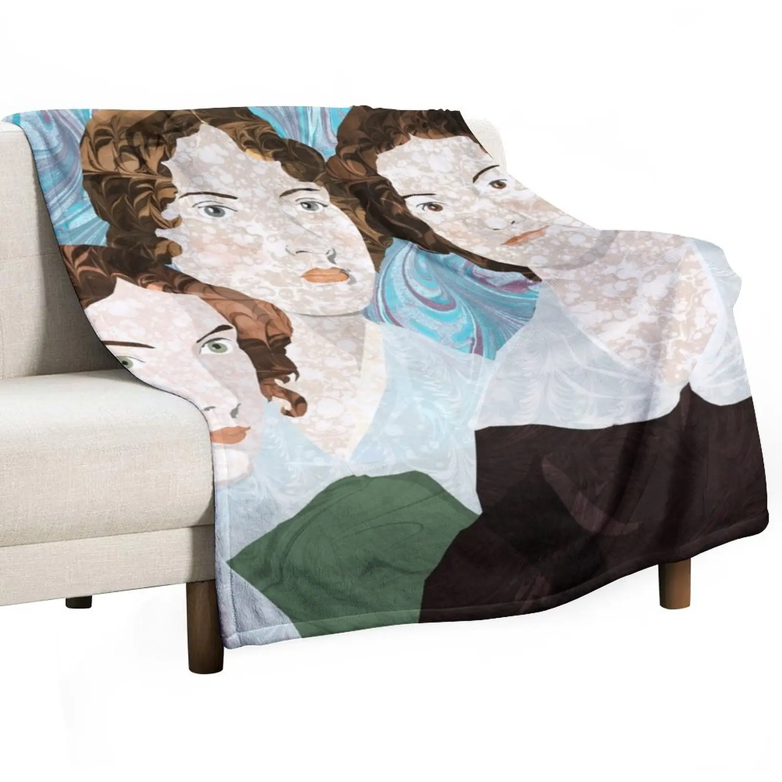 

Bronte Sisters in Marbled Bookbinding Paper Throw Blanket Blankets For Baby anime Picnic cosplay anime Blankets