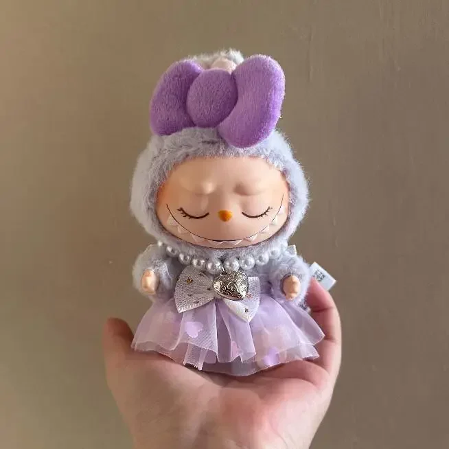 Mini vêtements de poupée en peluche de 17cm, accessoires de tenue pour corée Kpop Exo Labubu idole V2, robe de princesse avec nœud, vêtements cadeau