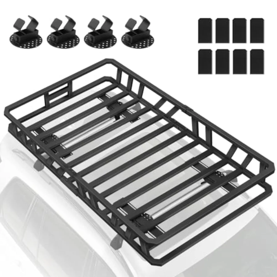 

Багажник на крышу 52x36x5 дюймов, сверхпрочный, из углеродистой стали, грузоподъемность 200 фунтов, с круглыми креплениями для внедорожников