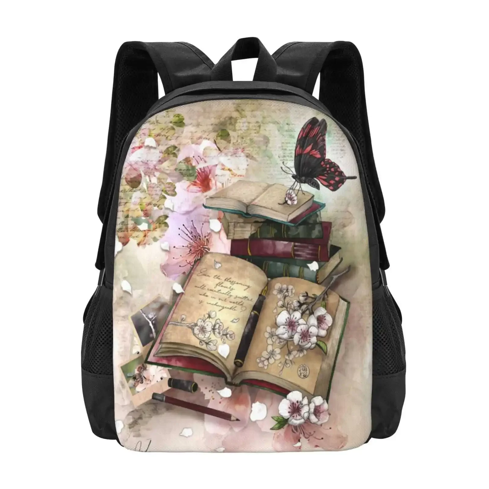 

Little Pieces Of Me Backpacks For School Teenagers Girls Travel Bags Books Sakura Read Pencil Flowers Spring Handwriting