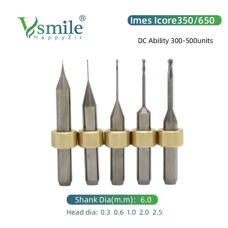 Imes Icore CORITEC 350i 650i Shank 6mm Zirconia Milling Cutter Damond Coating MIlling Burs PMMA Drill For Dental Laboratory