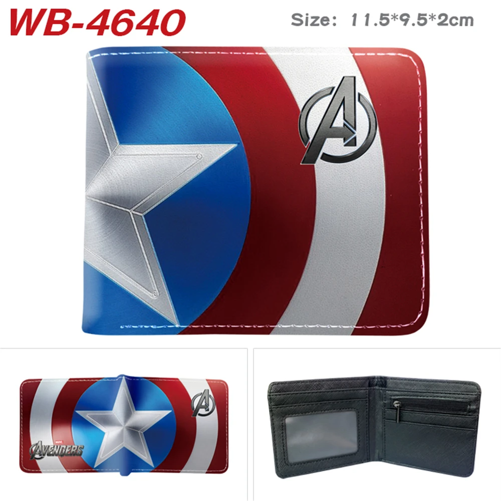 Anime Marvel Wallet Hero Captain America/Spider Man Printing Cartoon Purse with Coin Pocket