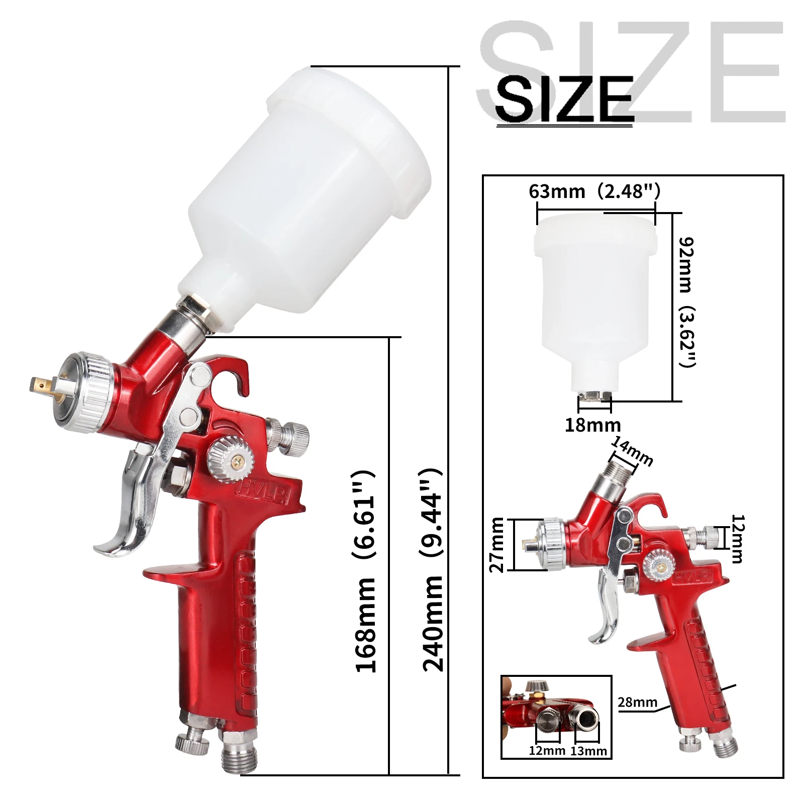 Professional 0.8/1.0mm Nozzle 125ml Mini Pneumatic Spray Gun H-2000A Paint Spray Gun Airbrush Automotive Paint Guns