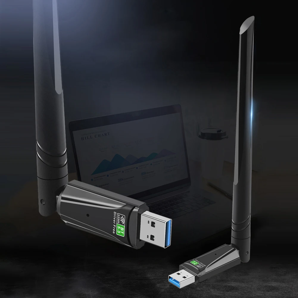 USB Dongle مع هوائي عالي الكسب ، بطاقة شبكة لاسلكية ، محول لسطح المكتب والكمبيوتر المحمول ، متوافق مع بلوتوث ، 5dBi ، ميجابايت في الثانية ، واي فاي 6