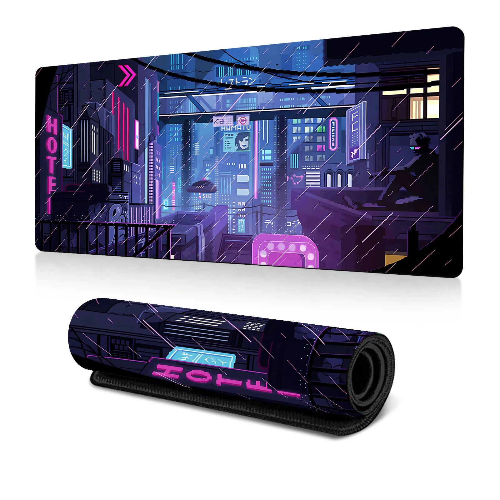 

Japanese Punk Comic Large Gaming Mouse Pad with Stitched Edges, Durable Non-Slip Natural Rubber Base, Waterproof Laptop Pad Mat