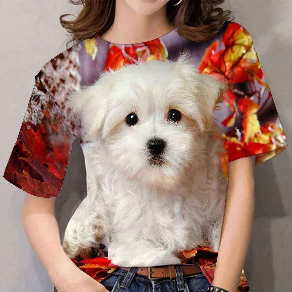 Dog Animal 3D Printed T-Shirts Woman T Shirt Ladies Fashion Casual Streetwear Oversized Tops Tees Women\'s Harajuku Y2k Clothing