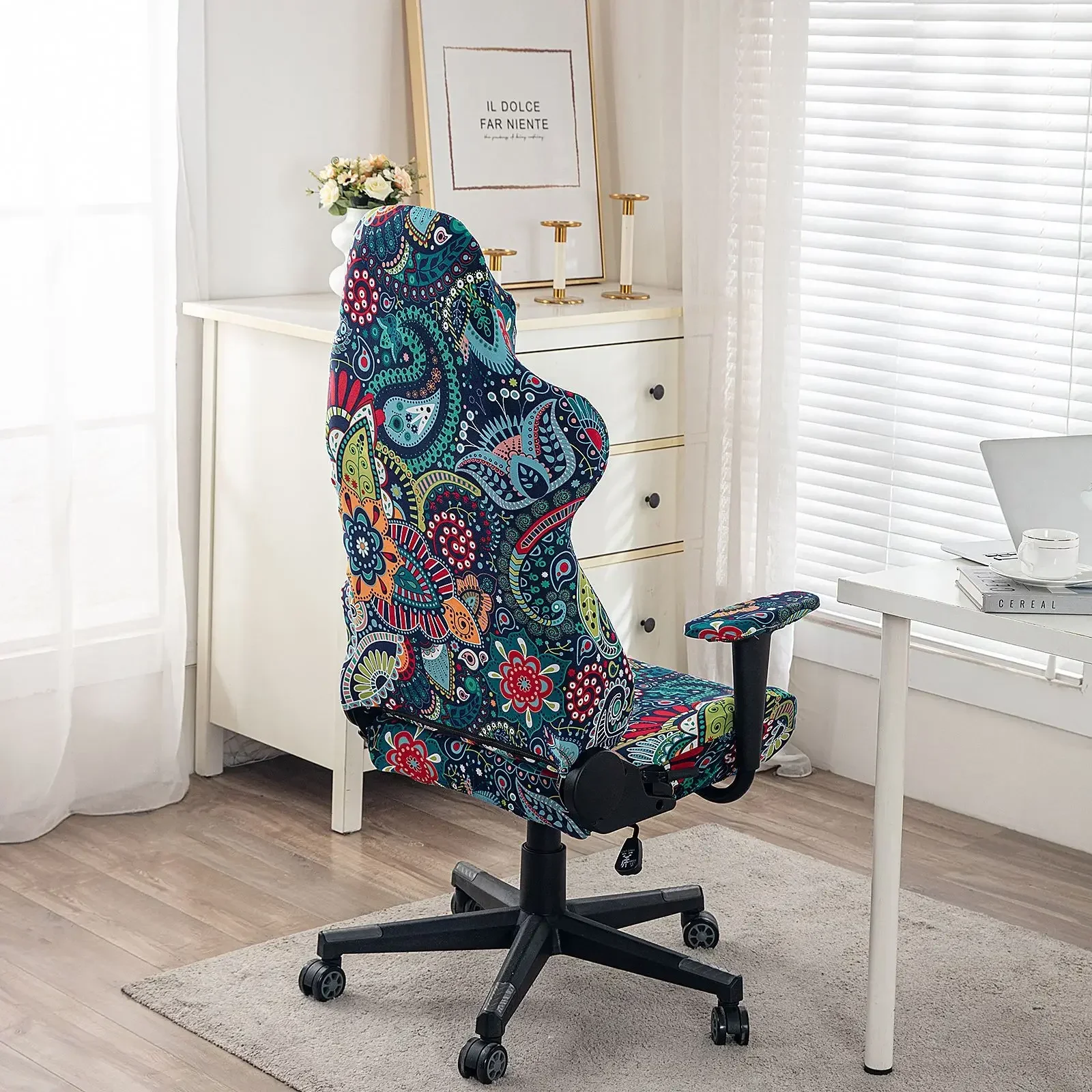 4pcs/set Elastic Jacquard Pattern Electricity Resistant Competitive Chair Cover, Internet Cafe Gaming Hall Chair Cover