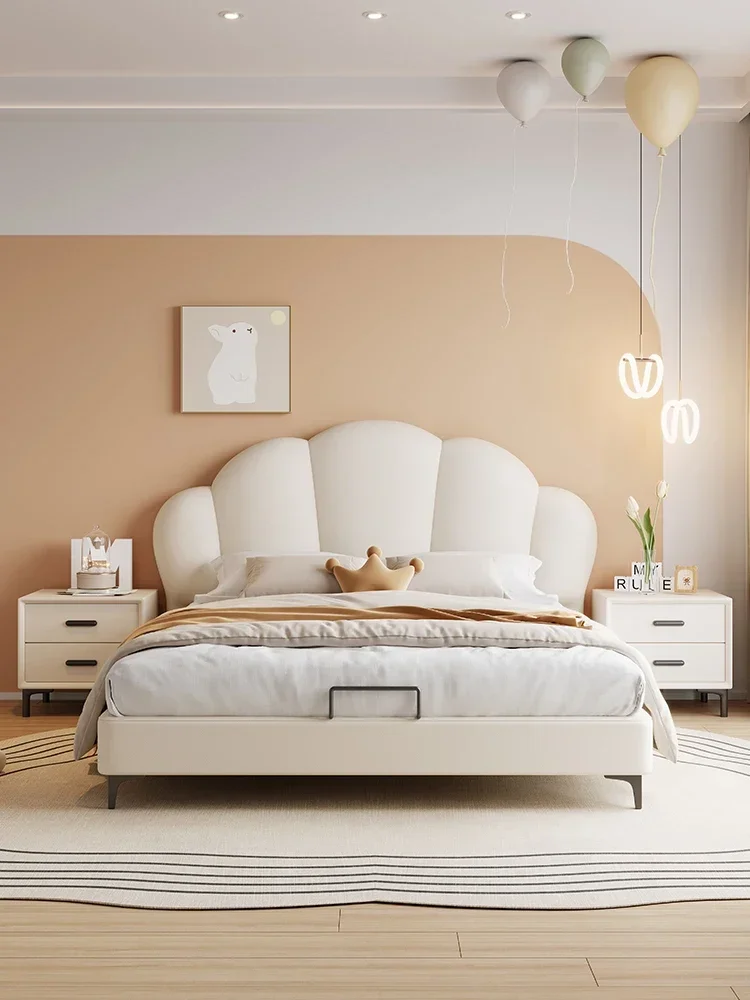 TAO Simple cream wind 1.5m children's bed 1.8m storage shell soft bag bed