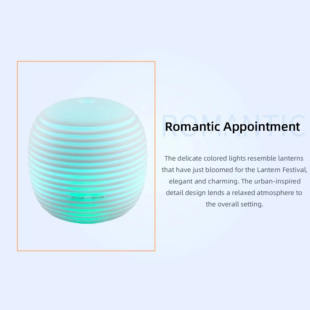 Umidificatore per aromaterapia 3 in 1 con luci notturne a 7 colori Diffusore di design mini lanterna portatile per l'arredamento dell'atmosfera romantica