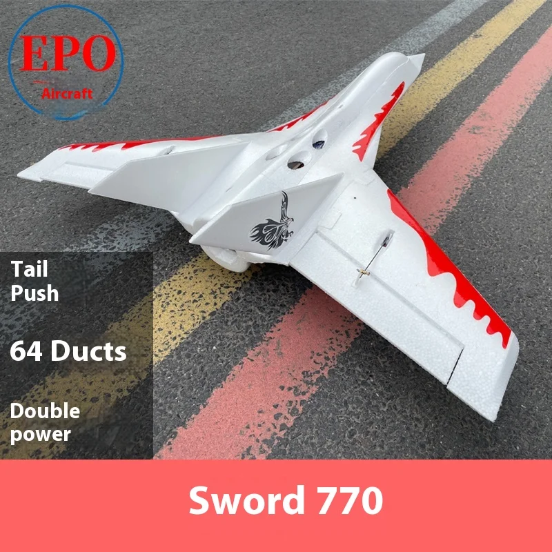 Model Airplane Electric Remote Control Fixed Wing 64 Ducted Sword T770 Flying Wing Racing Aircraft Epo Drop Resistant Delta Wing