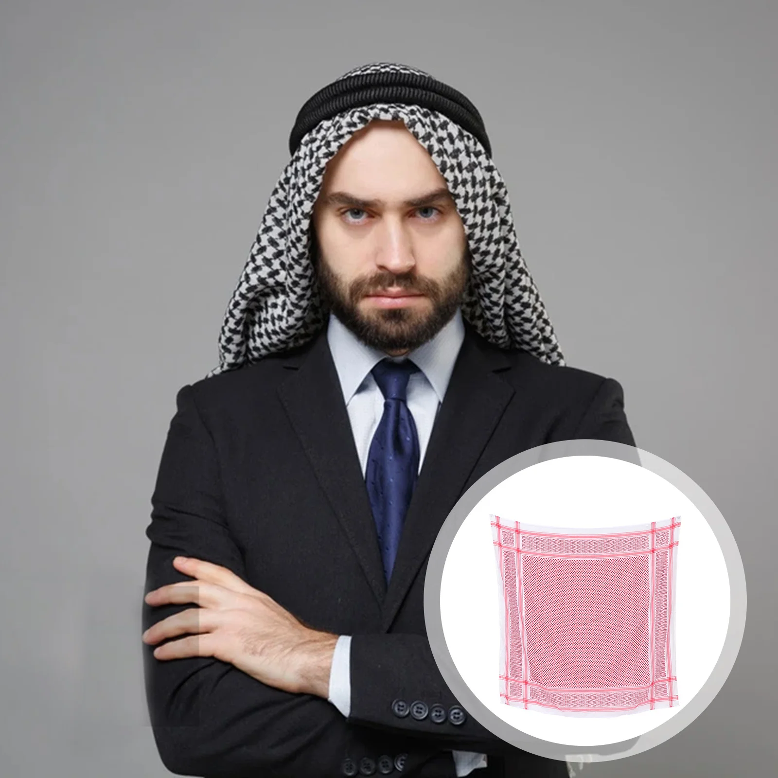 

Men's Headscarf Arabic Red Lightweight Seamless Muslim Scarf Shawl Turban Everyday Wear Muslim Headwear Wrap Men's Headscarf